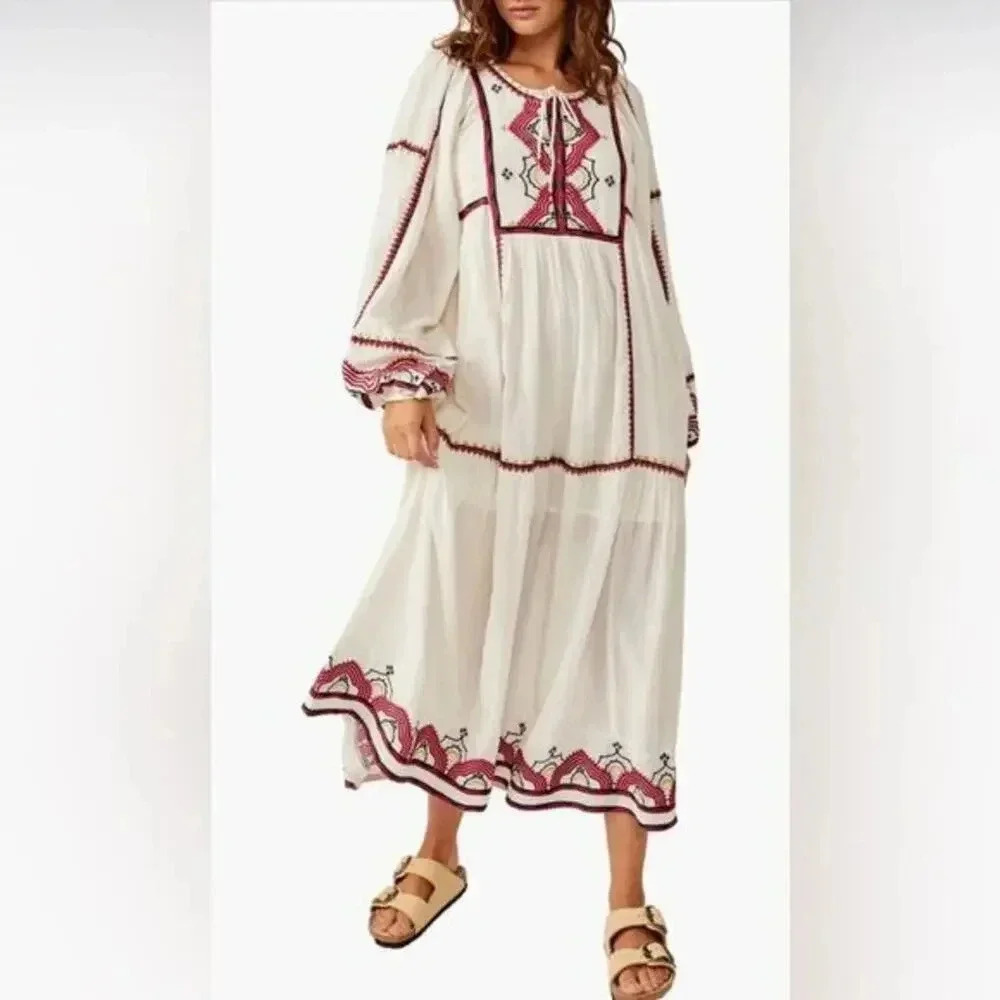 NEW Free People Sweet Escape Long Sleeve Maxi Dress XS B2074